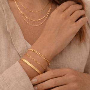 superposition de 2 chaînes et bracelets GeminaGold